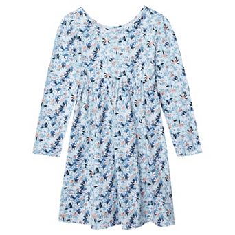 Girls 8-20 Lands' End Long Sleeve Gathered Waist Jersey Dress in Regular & Plus