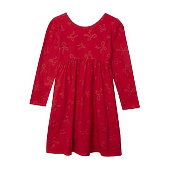 Girls 8-20 Lands' End Long Sleeve Gathered Waist Jersey Dress in Regular & Plus
