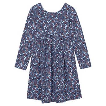 Girls 8-20 Lands' End Long Sleeve Gathered Waist Jersey Dress in Regular & Plus