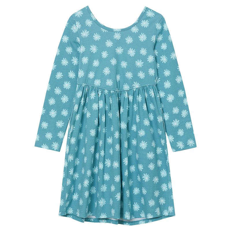 Girls 8-20 Lands' End Long Sleeve Gathered Waist Jersey Dress