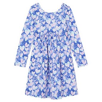 Girls 8-20 Lands' End Long Sleeve Gathered Waist Jersey Dress in Regular & Plus
