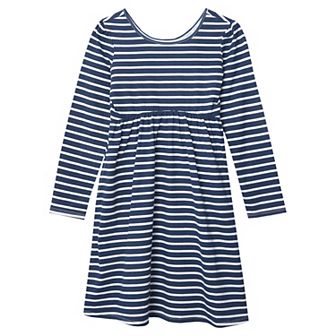 Girls 8-20 Lands' End Long Sleeve Gathered Waist Jersey Dress in Regular & Plus