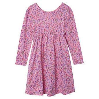 Girls 8-20 Lands' End Long Sleeve Gathered Waist Jersey Dress in Regular & Plus