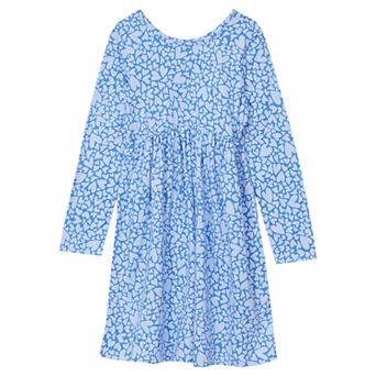 Girls 8-20 Lands' End Long Sleeve Gathered Waist Jersey Dress in Regular & Plus