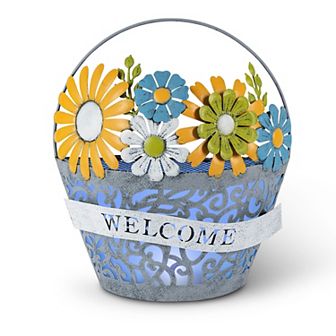 Solar Welcome Basket Figurine