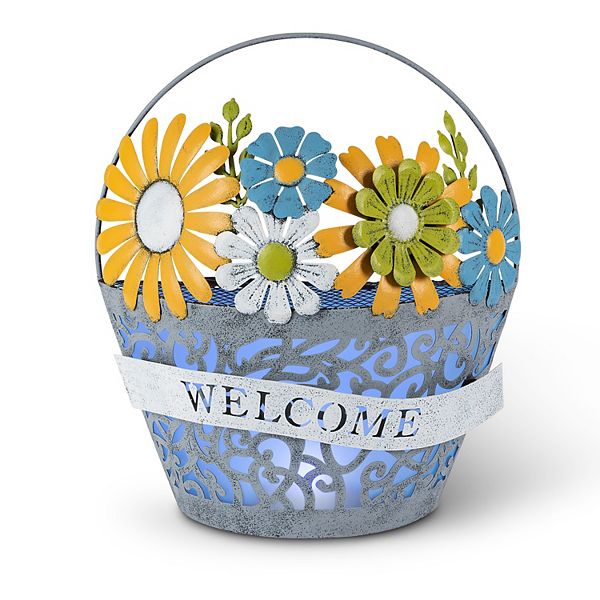 Solar Welcome Basket Figurine - Multi