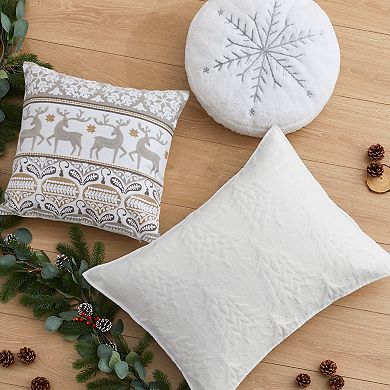 Levtex Home Metallic Snowflake Round Throw Pillow