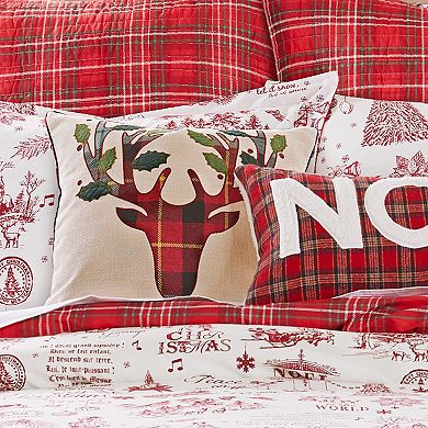 Levtex Home Yuletide Plaid Reindeer Throw Pillow