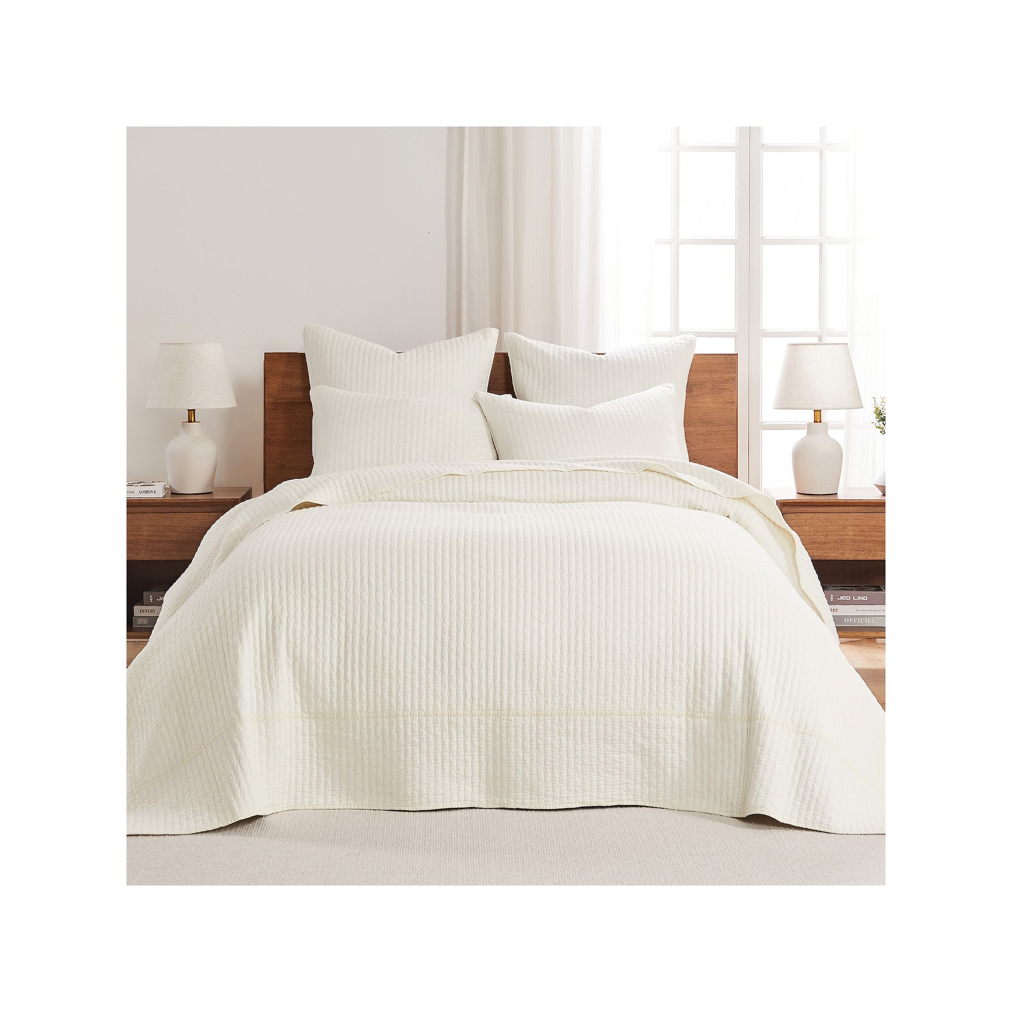 Levtex Home Cross Stitch Bedspread Set, Ivory