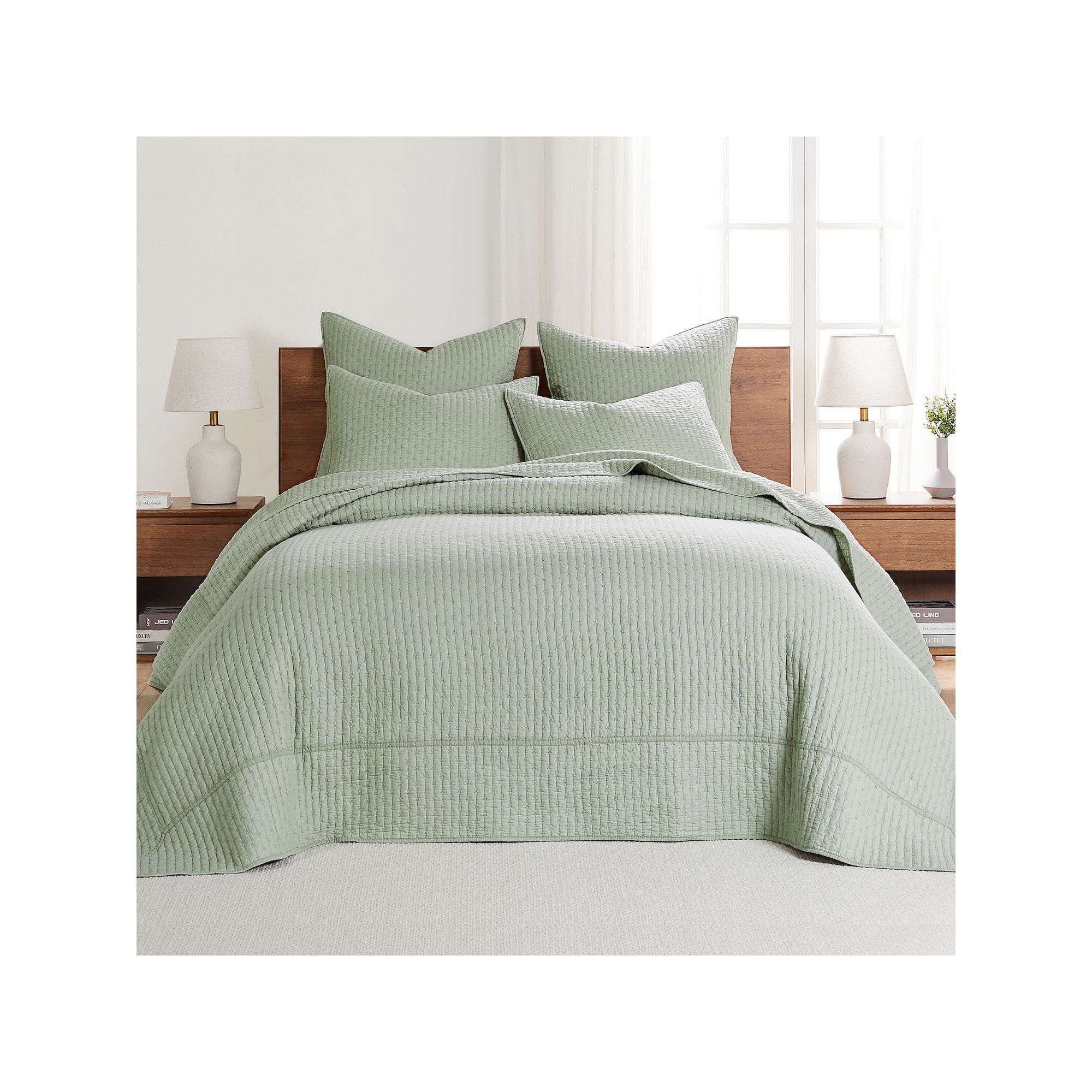 Levtex Home Cross Stitch Bedspread Set, Desert Green