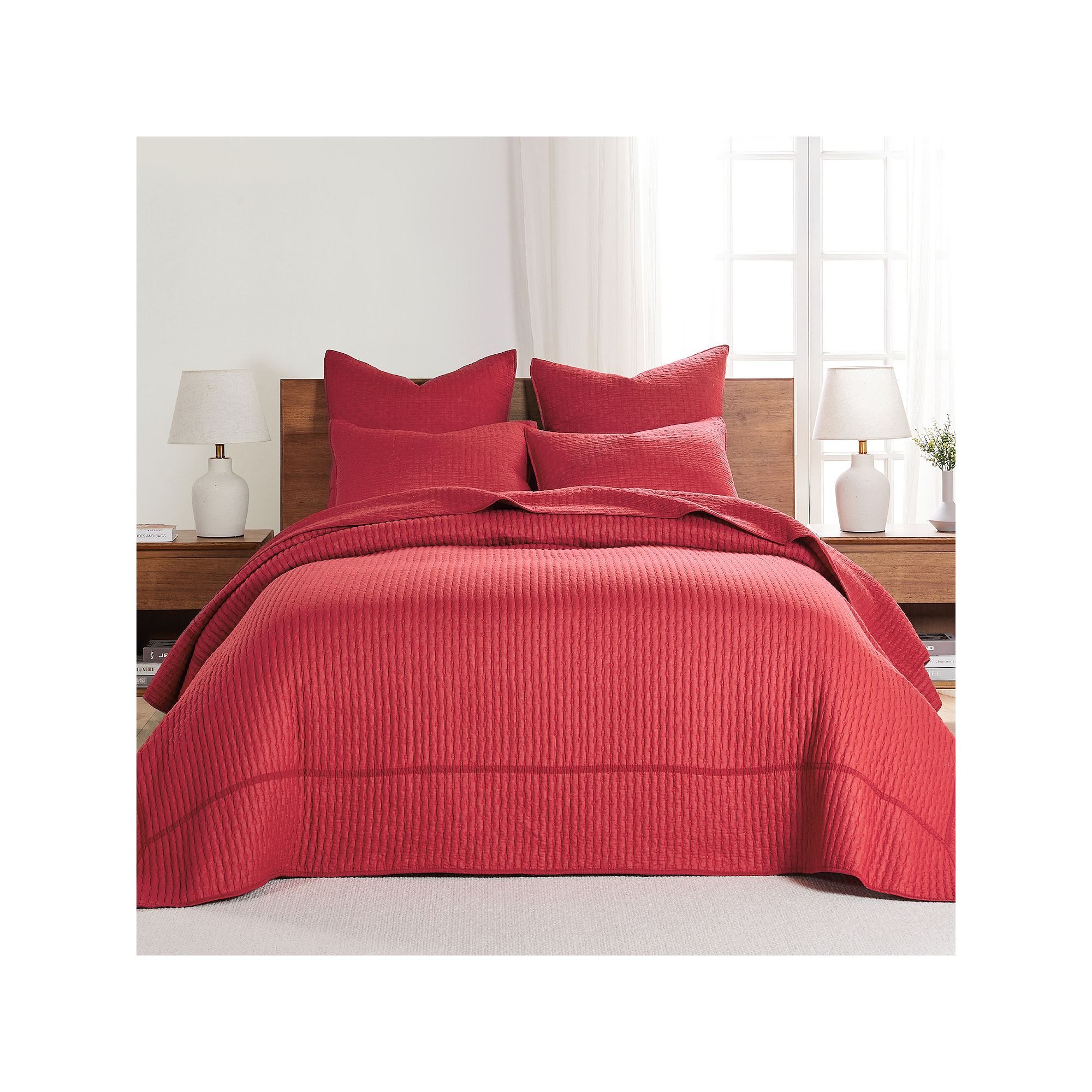 Levtex Home Cross Stitch Bedspread Set, Red