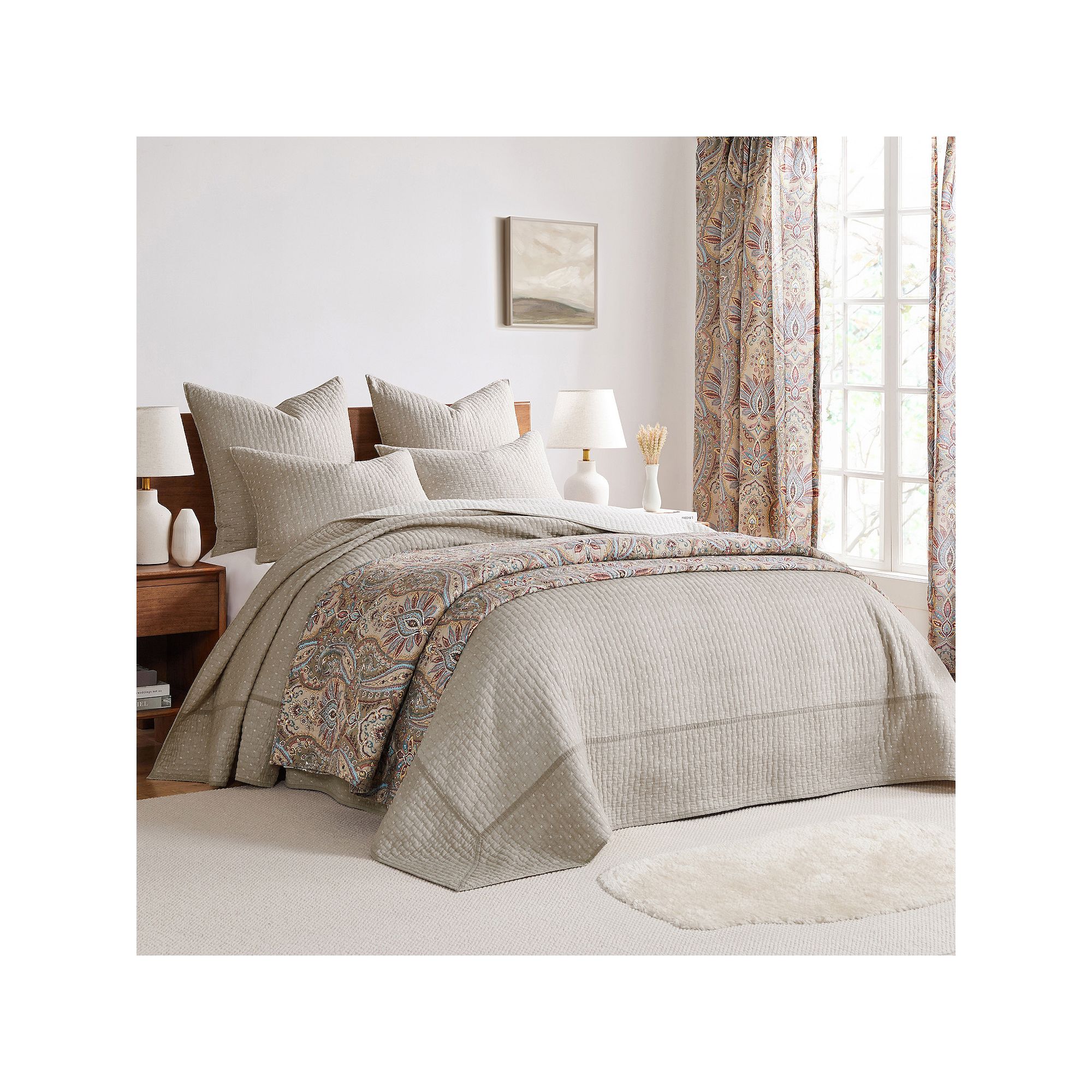 Levtex Home Cross Stitch Bedspread Set, Brown