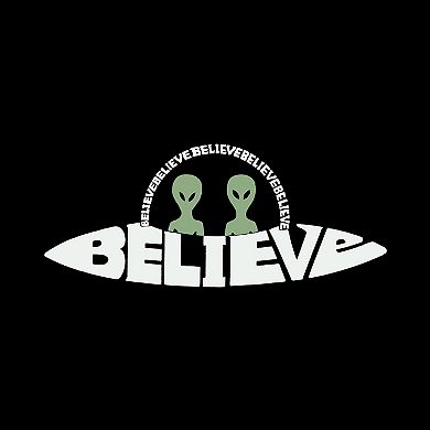 Believe UFO - Men's Raglan Baseball Word Art T-Shirt