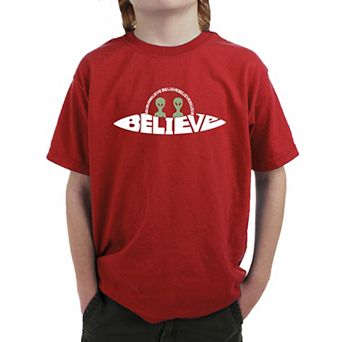 Believe UFO - Boy's Word Art T-Shirt