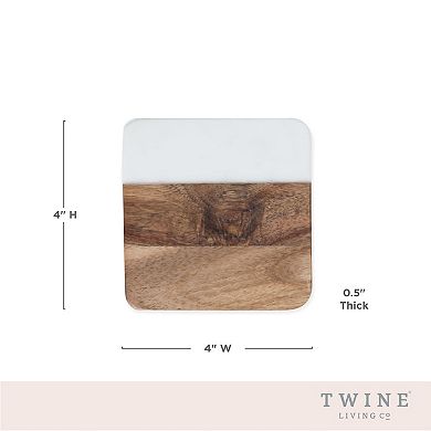 Twine Marble & Acacia Coaster Set