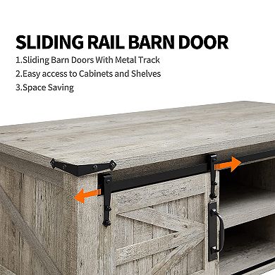 OKD Farmhouse 48 Inch Coffee Table with Sliding Barn Doors