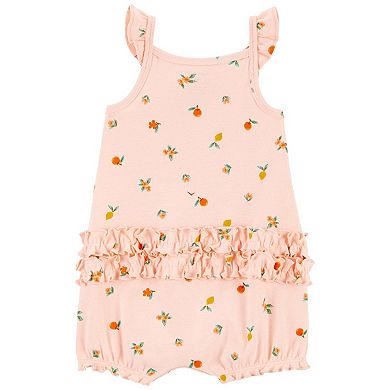 Baby Girl Carter's Peach Snap-Up Cotton Romper