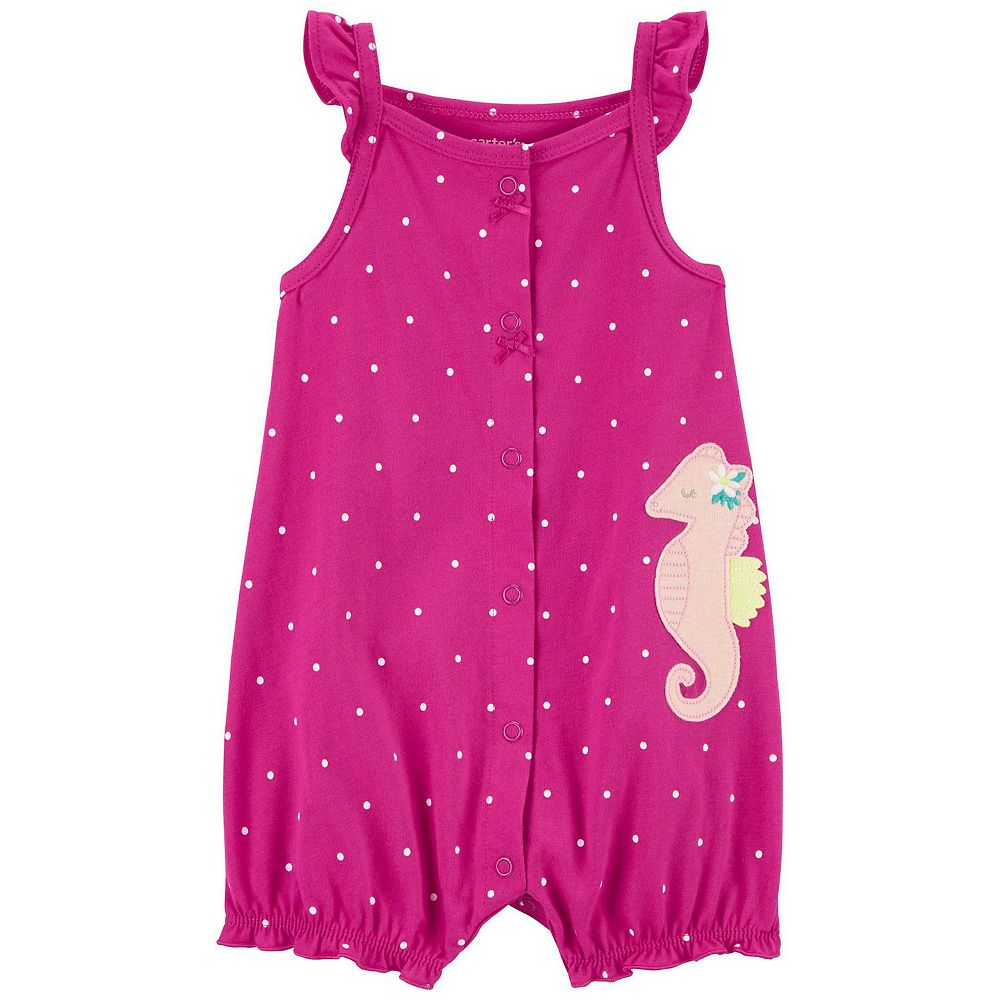 Coccoli Infant Girl Modal Romper-Seahorses on Cream main image 1