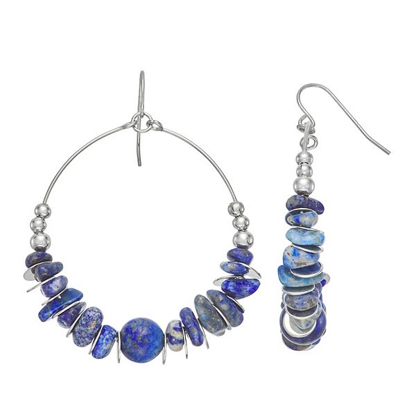 Sonoma Goods For Life&reg; Silver Tone Sodalite Beaded Open Circle Drop Earrings - Blue