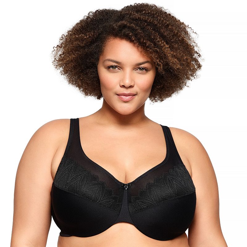 Plus Size Glamorise WonderWire Full Figure Minimizer Underwire Bra 9003, Women's, Size: 42 H, Black
