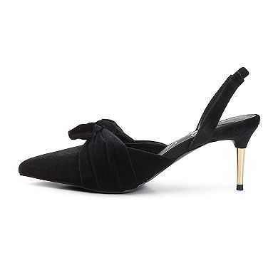 London Rag Mayfair Women's Velvet High Heeled Mule Sandals