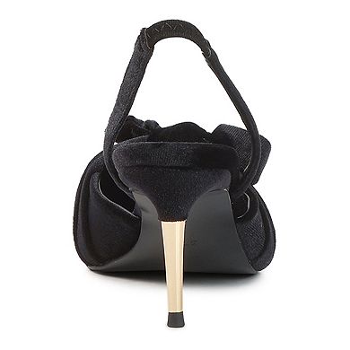 London Rag Mayfair Women's Velvet High Heeled Mule Sandals