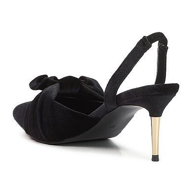London Rag Mayfair Women's Velvet High Heeled Mule Sandals