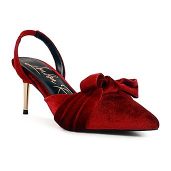 London Rag Mayfair Women's Velvet High Heeled Mule Sandals