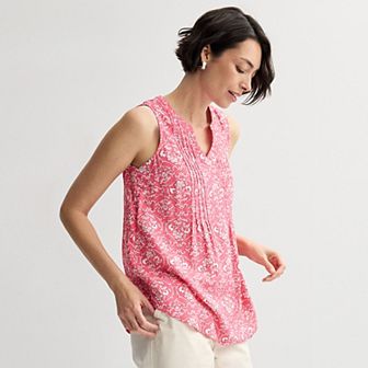 Women's Croft & Barrow® Pintuck Sleeveless Shell Top