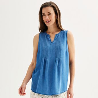 Women's Croft & Barrow® Pintuck Sleeveless Shell Top