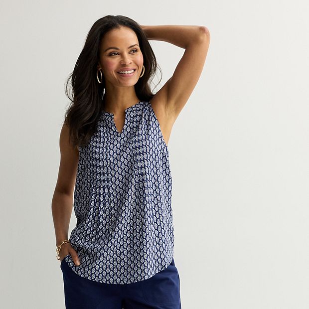 Women's Croft & Barrow® Pintuck Sleeveless Shell Top