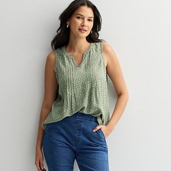 Women's Croft & Barrow® Pintuck Sleeveless Shell Top