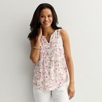 Women's Croft & Barrow® Pintuck Sleeveless Shell Top