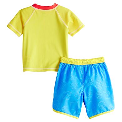 Toddler Boy Super Mario Rash Guard & Swim Trunks Set