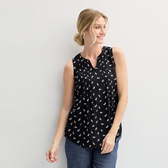 Petite Croft & Barrow® Pintuck Sleeveless Shell Top