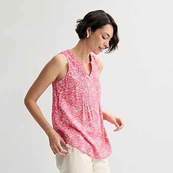 Petite Croft & Barrow® Pintuck Sleeveless Shell Top