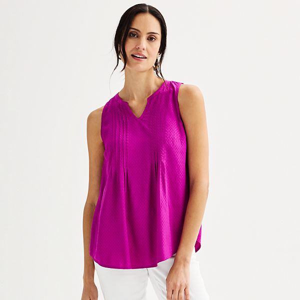 Petite Croft & Barrow® Pintuck Sleeveless Shell Top - Juliette Orchid (XXL PETITE)