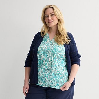 Plus Size Croft & Barrow® Pintuck Sleeveless Shell Top