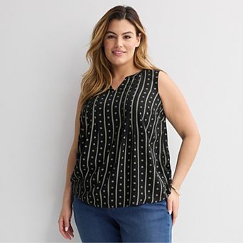 Plus Size Croft & Barrow® Pintuck Sleeveless Shell Top