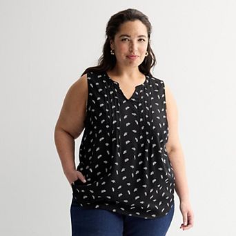 Plus Size Croft & Barrow® Pintuck Sleeveless Shell Top
