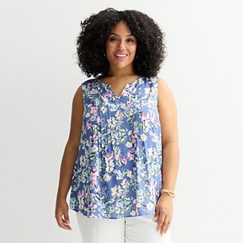 Plus Size Croft & Barrow® Pintuck Sleeveless Shell Top