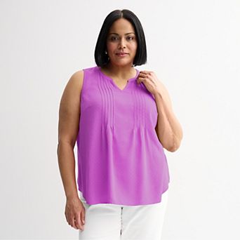 Plus Size Croft & Barrow® Pintuck Sleeveless Shell Top
