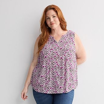 Plus Size Croft & Barrow® Pintuck Sleeveless Shell Top