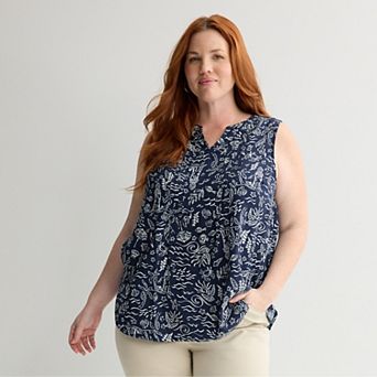 Plus Size Croft & Barrow® Pintuck Sleeveless Shell Top