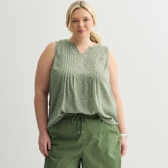 Plus Size Croft & Barrow® Pintuck Sleeveless Shell Top