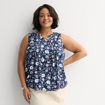 Plus Size Croft & Barrow® Pintuck Sleeveless Shell Top