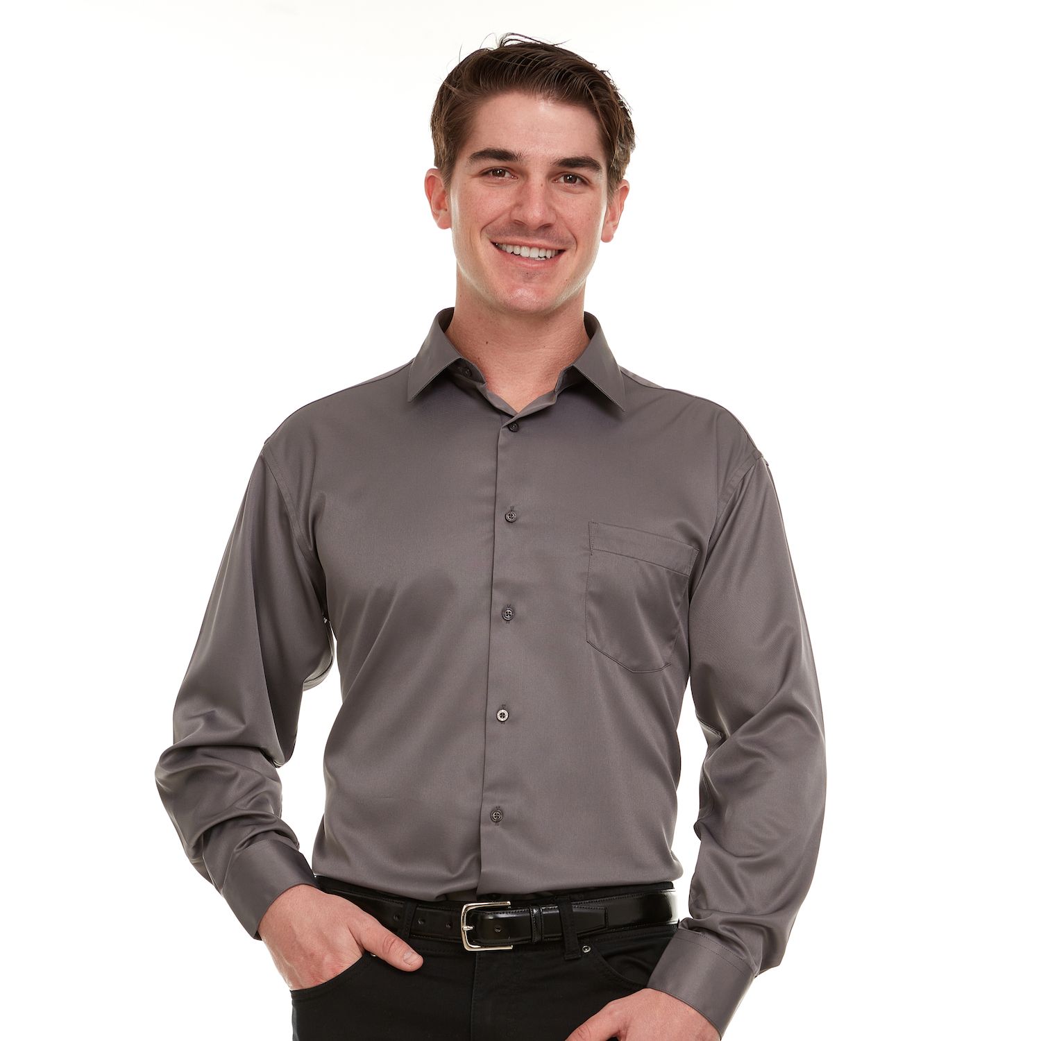 geoffrey beene slim fit dress shirt Geoffrey Beene Men's Regular-Fit Sateen Stretch Dress Shirt, White, 15