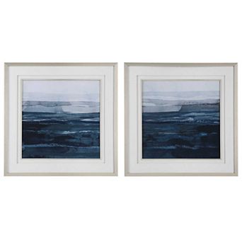 Uttermost Rising Blue Framed Wall Art 2 pc Set