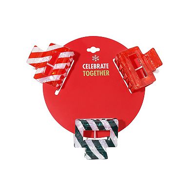 Celebrate Together™ 3-Pack Holiday Colors & Stripe Hair Claw Clip Set
