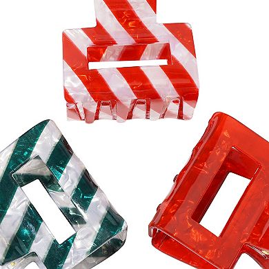 Celebrate Together™ 3-Pack Holiday Colors & Stripe Hair Claw Clip Set